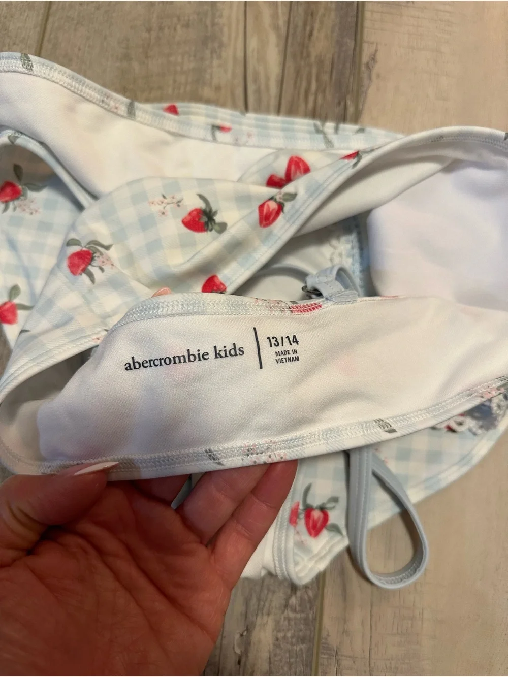abercrombie kids Light Blue Gingham Bikini with Red Cherry Print